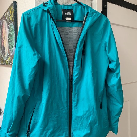 ZSHOW Tops Zshow Lightweight Teal Windbreaker Rain Jacket Hoodie